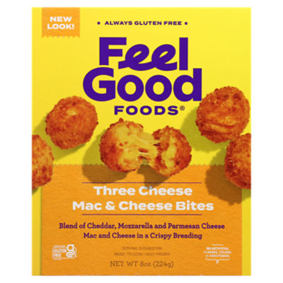 Feel Good Foods Three Cheese Mac & Cheese Bites Gluten-Free Snacks, 8 oz
