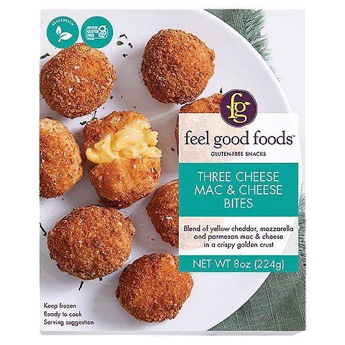 Feel Good Foods Three Cheese Mac & Cheese Bites Gluten-Free Snacks, 8 oz