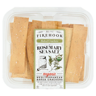 Firehook Rosemary Sea Salt Organic Mediterranean Baked Crackers, 8 oz