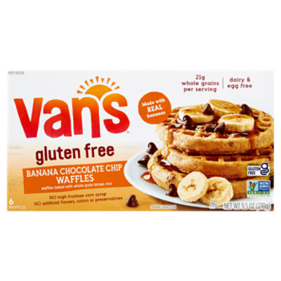 Van's Gluten Free Banana Chocolate Chip Waffles, 6 count, 9.5 oz