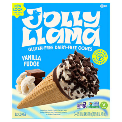 Jolly Llama Gluten-Free Dairy-Free Vanilla Fudge Cones, 4.75 fl oz, 3 count