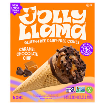 Jolly Llama Gluten-Free Dairy-Free Caramel Chocolate Chip Cones, 4.75 fl oz, 3 count