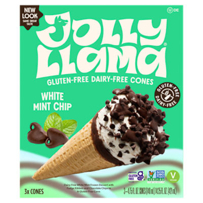 Jolly Llama Gluten-Free Dairy-Free White Mint Chip Cones, 4.75 fl oz, 3 count
