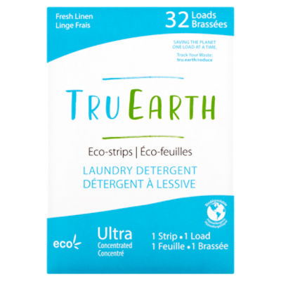 Tru Earth Fresh Linen Ultra Concentrated Laundry Detergent Eco-Strips, 32 loads