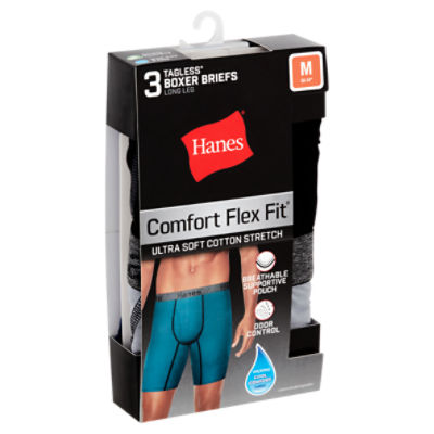 Hanes Comfort Flex Fit Tagless Boxer Briefs, M, 3 count