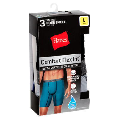 Hanes Comfort Flex Fit Long Leg Tagless Boxer Briefs, L, 3 count - ShopRite