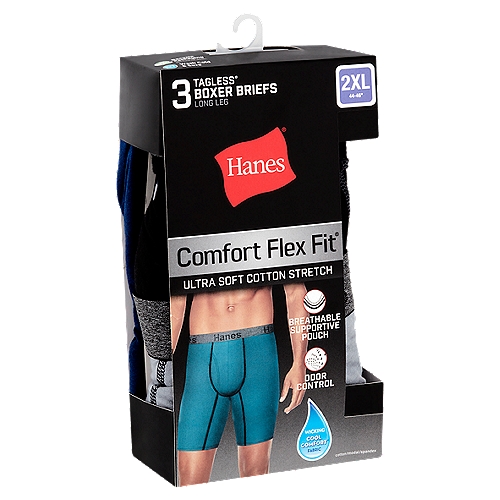 Hanes Comfort Flex Fit Long Leg Tagless Boxer Briefs, 2XL, 3 count -  ShopRite