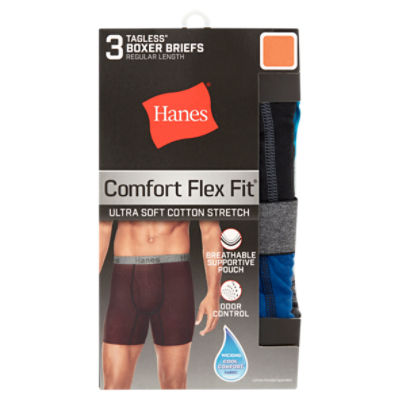Men's Assorted Comfort Flex Fit Tagless Long Length Boxer Briefs - 3 Pk by  Hanes at Fleet Farm