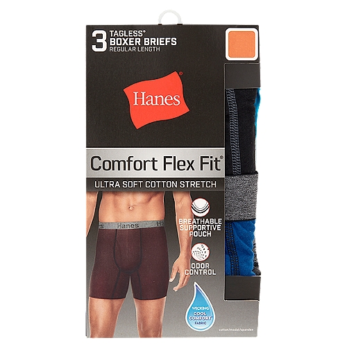 Hanes Comfort Flex Fit Men's Regular Length Tagless Boxer Briefs, Assorted,  XL, 3 count - ShopRite