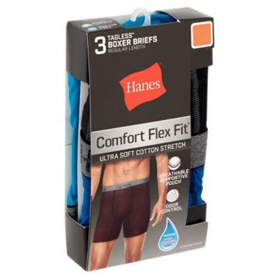 Hanes Comfort Flex Fit Men's Regular Length Tagless Boxer Briefs, Assorted,  XL, 3 count - ShopRite