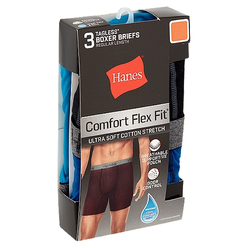 Hanes Comfort Flex Fit Men's Regular Length Tagless Boxer Briefs, 2XL, 3  count