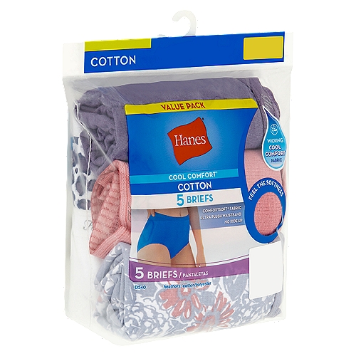 Hanes Cool Comfort Ladies Pastel Cotton Briefs Value Pack, Size 9, 5 count  - ShopRite