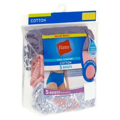 Hanes Cool Comfort Ladies Pastel Cotton Briefs Value Pack, Size 10, 5 count  - The Fresh Grocer