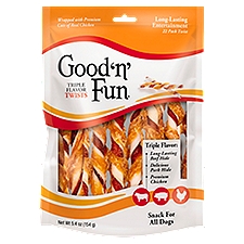 Good 'n' Fun Triple Flavor Twists Snack for All Dogs, 22 count, 5.4 oz