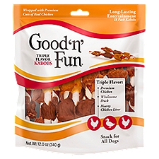 Good 'n' Fun Triple Flavor Kabobs Snack for All Dogs, 18 count, 12.0 oz