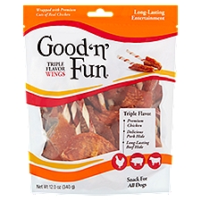 Healthy Hide Good 'n' Fun Triple Flavor Wings Snack for All Dogs, 12.0 oz