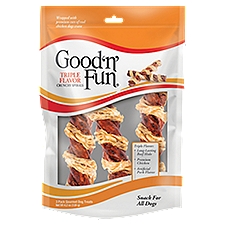 Good 'n' Fun Triple Flavor Crunchy Spirals Snack for All Dogs, 3 count, 4.2 oz