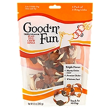 Good 'n' Fun Triple Flavor Play-Tug-Chew Rings Snack for All Dogs, 4 count, 9.8 oz