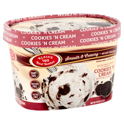 Klein's Real Kosher Non Dairy Cookies N Cream Ice Cream, 56 fl oz