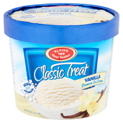 Klein's Real Kosher Classic Treat Vanilla Premium Ice Cream, 56 fl oz