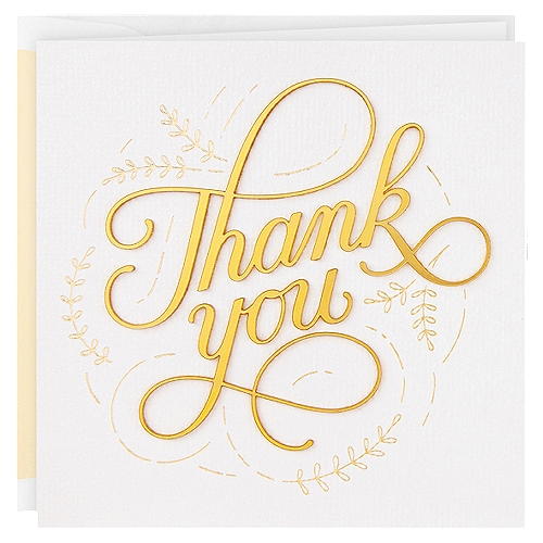 Hallmark Signature Thank You Card (Thank You So Much)
So very much.

Let your friends and family know how much you appreciate them with a thoughtful thank you card they're sure to love. Card features an elegant dimensional design with plenty of room inside to write your own personalized message of thanks. The Hallmark brand is widely recognized as the very best for greeting cards, gift wrap, and more. For more than 100 years, Hallmark has been helping its customers make everyday moments more beautiful and celebrations more joyful.

thank you cards, individual thank you notes, note cards with envelopes, embossed, blank cards, birthdays, sophisticated, papyrus, fun, thank yous, appreciation, designed envelopes, thanks, halmark, hospital, covid