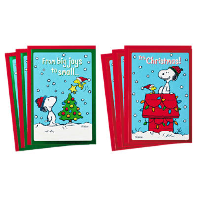 Hallmark Peanuts Christmas Cards Assortment, Snoopy and Woodstock (6 ...