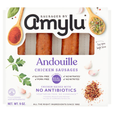 Amylu Andouille Chicken Sausages, 9 oz