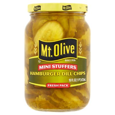 Mt. Olive Mini Stuffers Hamburger Dill Chips Fresh Pack, 16 fl oz