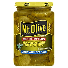 Mt. Olive Mini Stuffers Hamburger Dill Chips Pickles, 24 fl oz