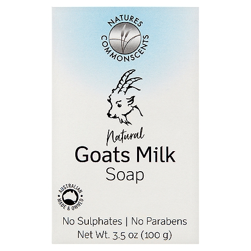 Natures Commonscents Natural Goats Milk Soap, 3.5 oz
Goats Milk Fragrance Free Soap contains natural Goats Milk with its naturally occurring moisturising agents, vitamins & minerals that nourish the skin.