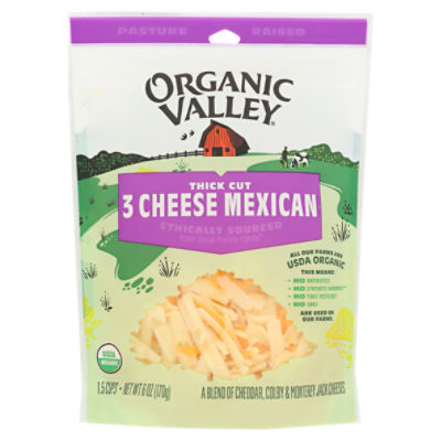 Organic Valley Thick Cut 3 Cheese Mexican, 6 oz