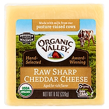Organic Valley Raw Sharp Cheddar Cheese, 8 oz