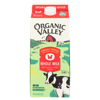 Organic Valley Whole Milk, half gallon, 1 Each