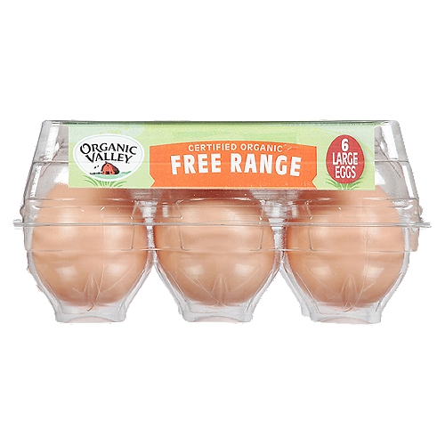 Organic Valley Large Brown Free Range Eggs, 6 count, 12 oz
Organic Valley Large Brown Free Range Organic Eggs are sourced from hens with access to organic pastures, which results in deep yellow yolks you only get when you raise your chickens the right way. Certified USDA Organic, these great-tasting Grade A large brown eggs are produced without antibiotics or synthetic hormones, with a farm fresh taste you can feel good about enjoying. Offering 6 grams of organic protein each, these cage free organic eggs give your family a nutritious boost. Enjoy these organic brown eggs in a satisfying breakfast, hard boil some for a tasty lunch or incorporate them into your favorite recipes. A sturdy carton holds six organic eggs and is just the right size for easy storage in your fridge.