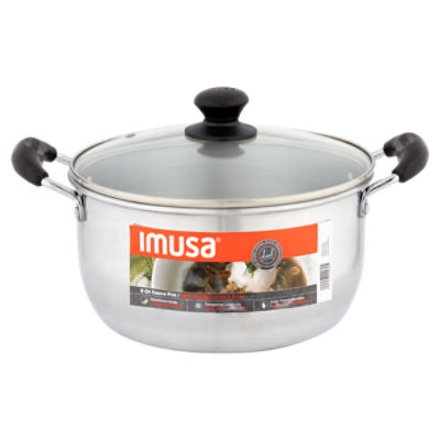 Imusa 6 Quart Aluminum Pot With Glass Lid/Black Handle, 1 each