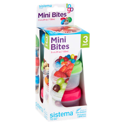 3 x Sistema To Go Mini Bites Snack Pots, Dips, Food Containers 130