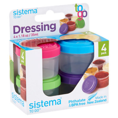 Sistema To Go 1.18 Oz. Condiment Salad Dressing Containers - 4 Pack