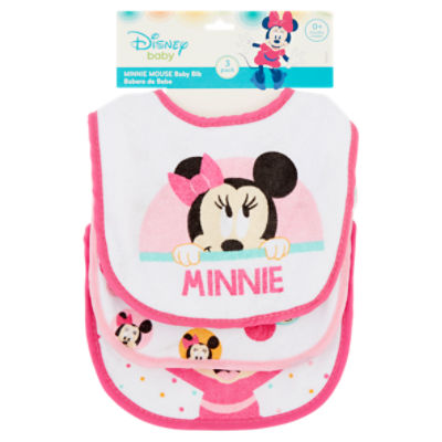 Disney Baby Minnie Mouse Baby Bib, 0+ Months, 3 count