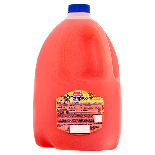 Tampico Irresistible Tropical Punch Drink, 1 gal
Cherry, Orange, Pineapple from Concentrates, Naturally and Artificially Flavored.