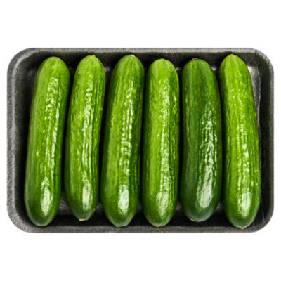 Five Fresh Mini Cucumbers One Cut Two Halves Flatlay Isolated