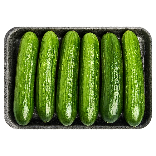 Package of baby seedless Cucumbers.