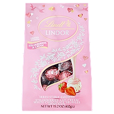 Lindt Lindor Strawberries and Cream White Chocolate Truffles Limited Edition, 15.2 oz