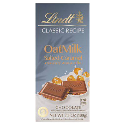 Lindt CLASSIC RECIPE OatMilk Salted Caramel Chocolate Candy Bar, 3.5 oz