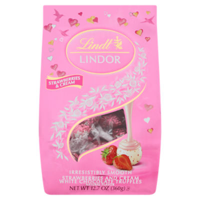 Lindt Lindor Strawberries and Cream White Chocolate Truffles, 12.7 oz