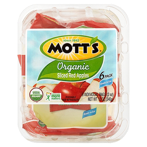Mott's Organic Sliced Red Apples, 2 oz, 6 count