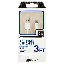 MobilEssentials 3 ft., Micro USB Cable, 1 Each