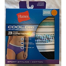 Hanes Tagless Cool Dri Cotton Women's Hipsters, XL/8, 3 count, 3 Each