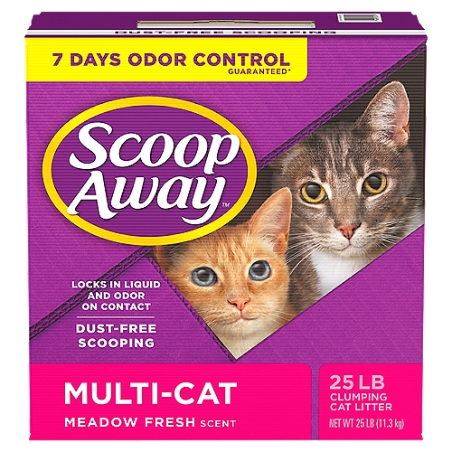 Scoop Away Multi-Cat Clumping Cat Litter, Meadow Fresh Scent, 25 Pounds
