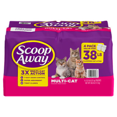 Scoop Away Multi-Cat Clumping Cat Litter, Meadow Fresh Scent, 38 Pounds