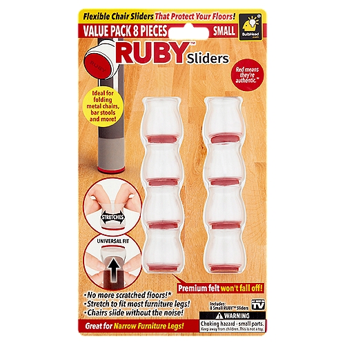 BulbHead Ruby Flexible Chair Sliders Value Pack, Small, 8 count